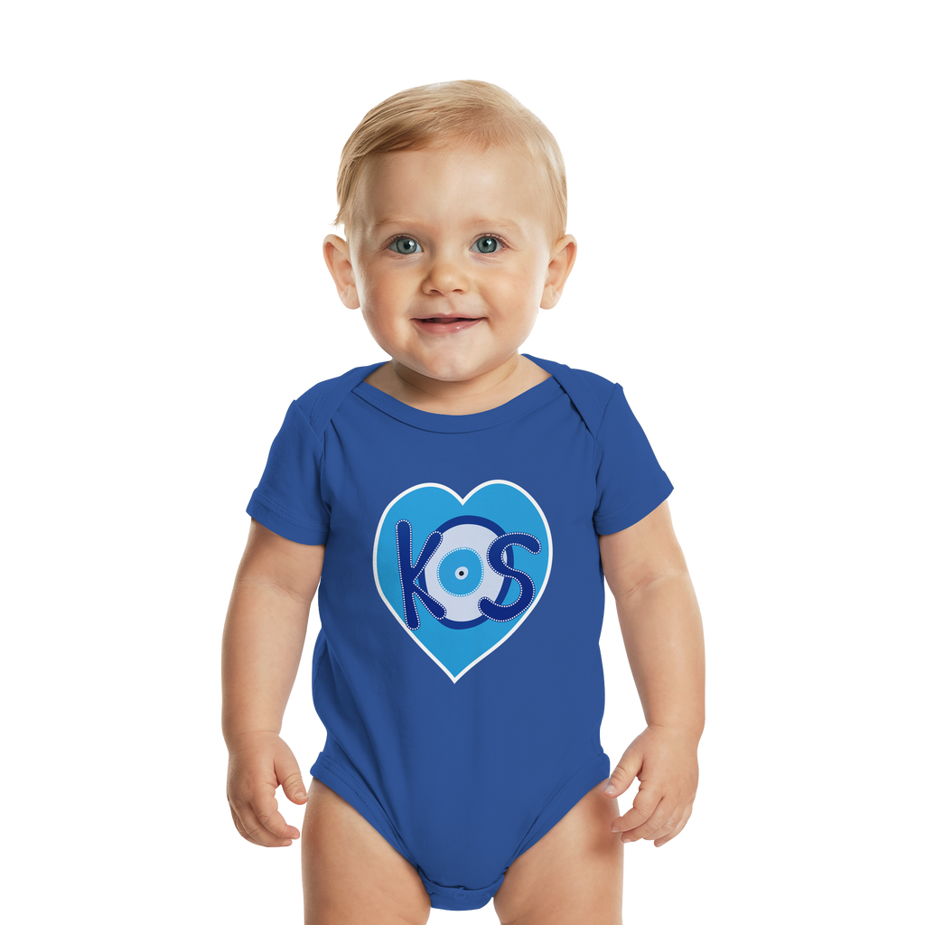 Kos - Blaues Herz - Organic Baby Bodysuit