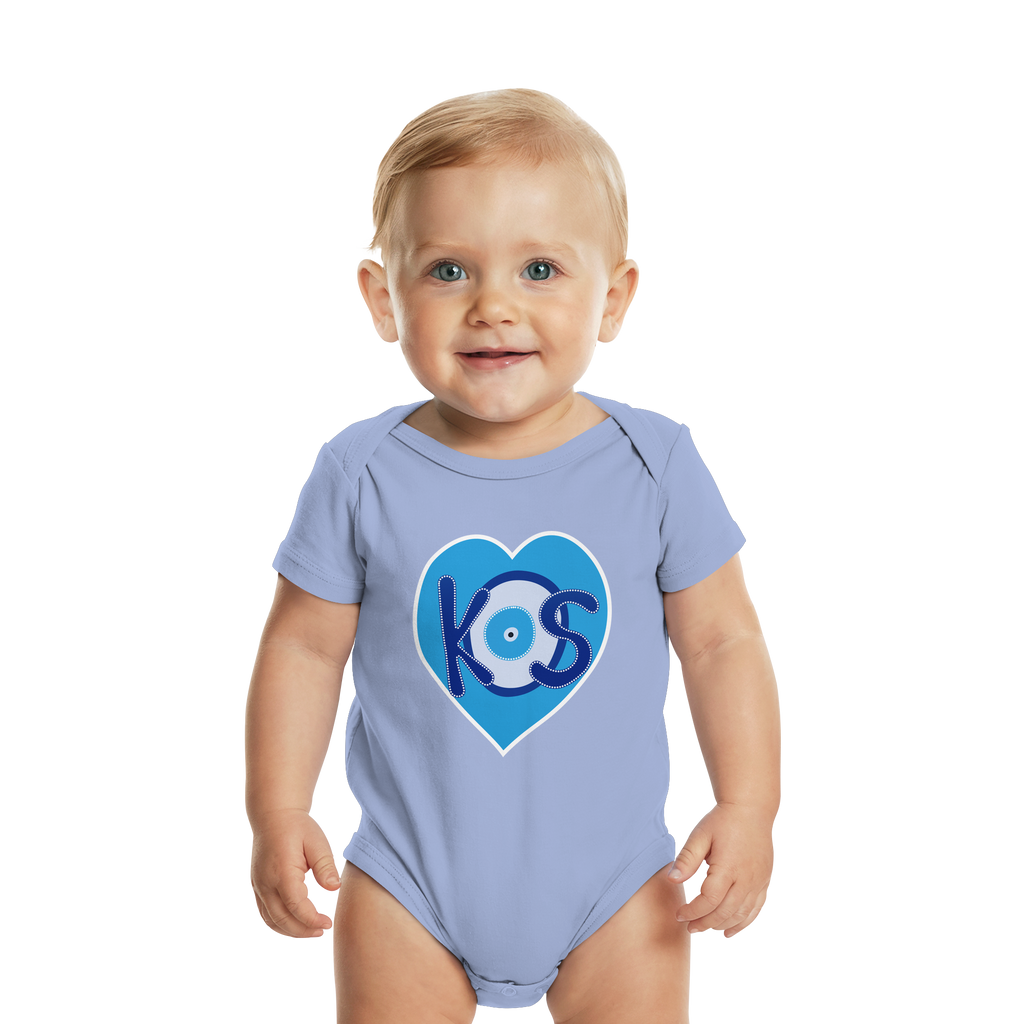Kos - Blaues Herz - Organic Baby Bodysuit