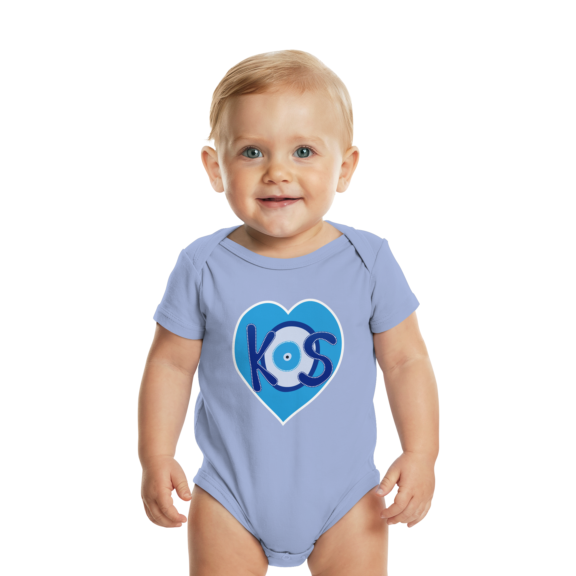 Kos - Blaues Herz - Organic Baby Bodysuit