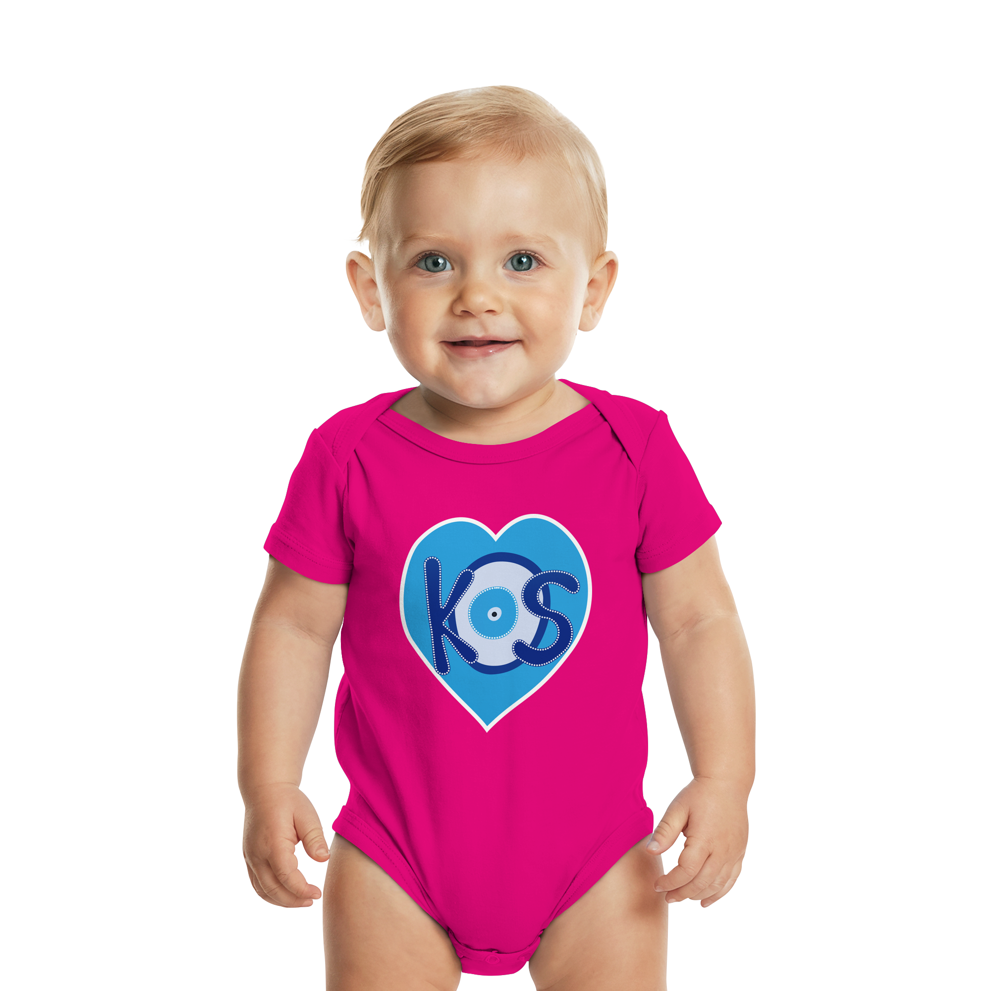 Kos - Blaues Herz - Organic Baby Bodysuit