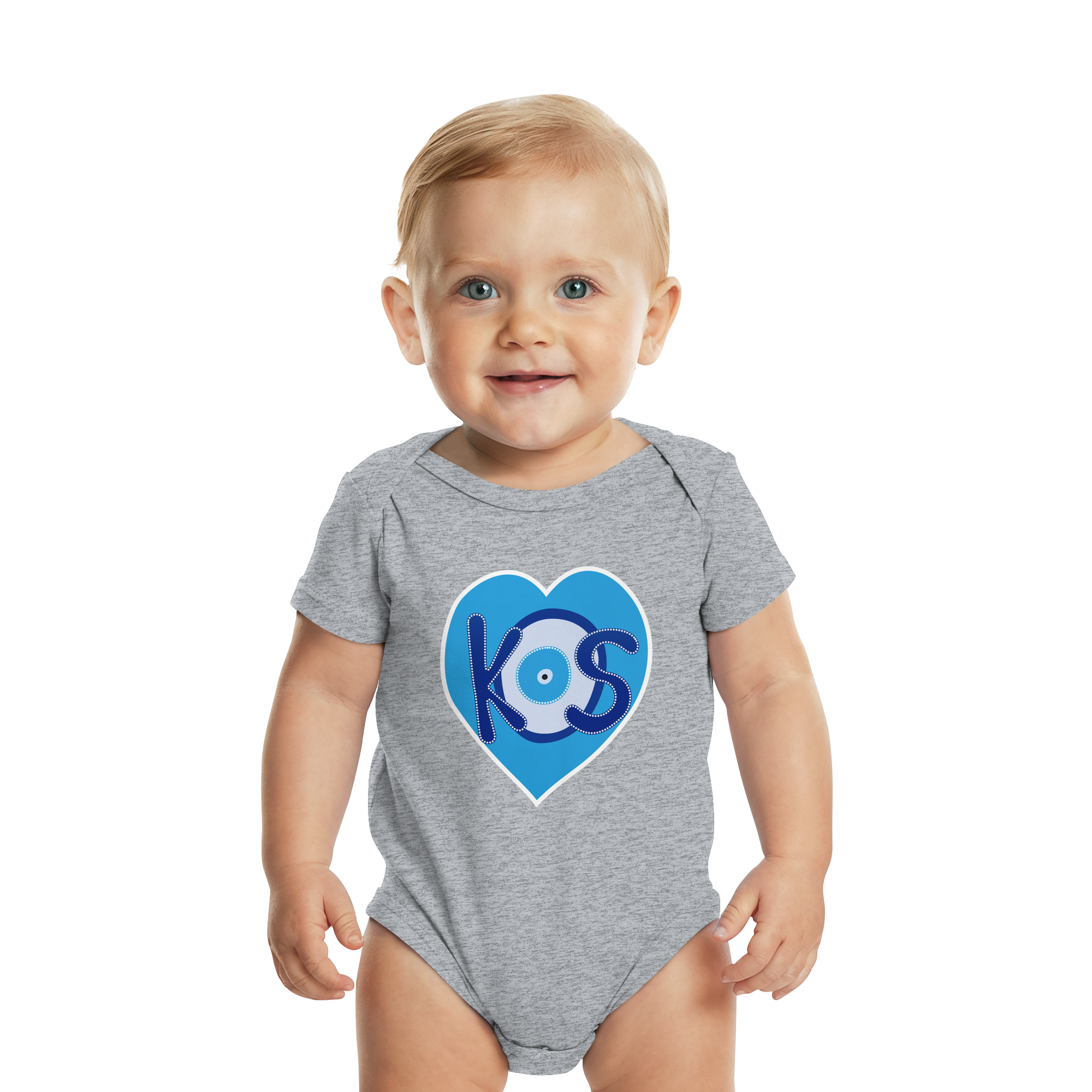 Kos - Blaues Herz - Organic Baby Bodysuit