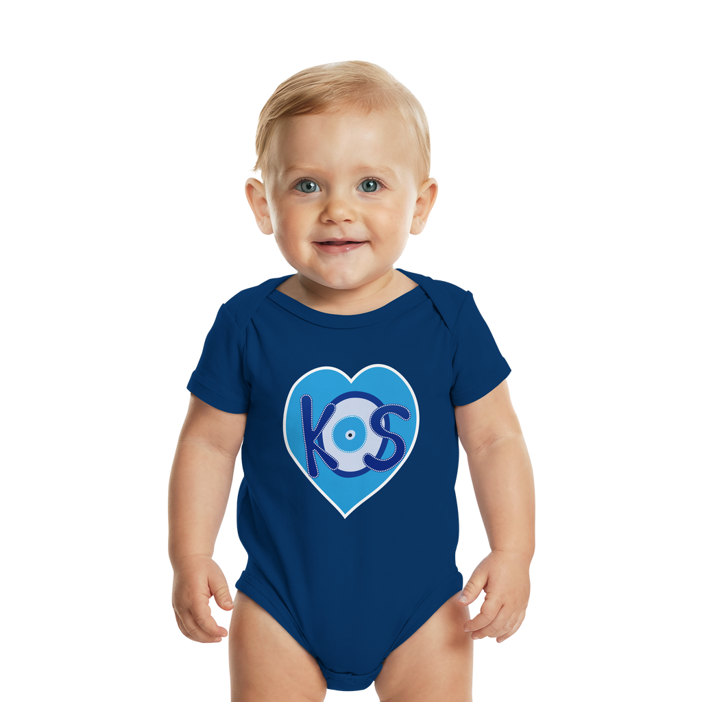 Kos - Blaues Herz - Organic Baby Bodysuit
