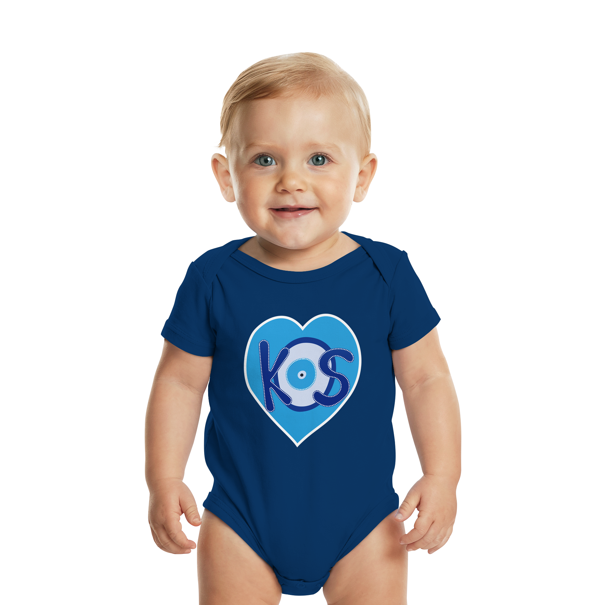 Kos - Blaues Herz - Organic Baby Bodysuit