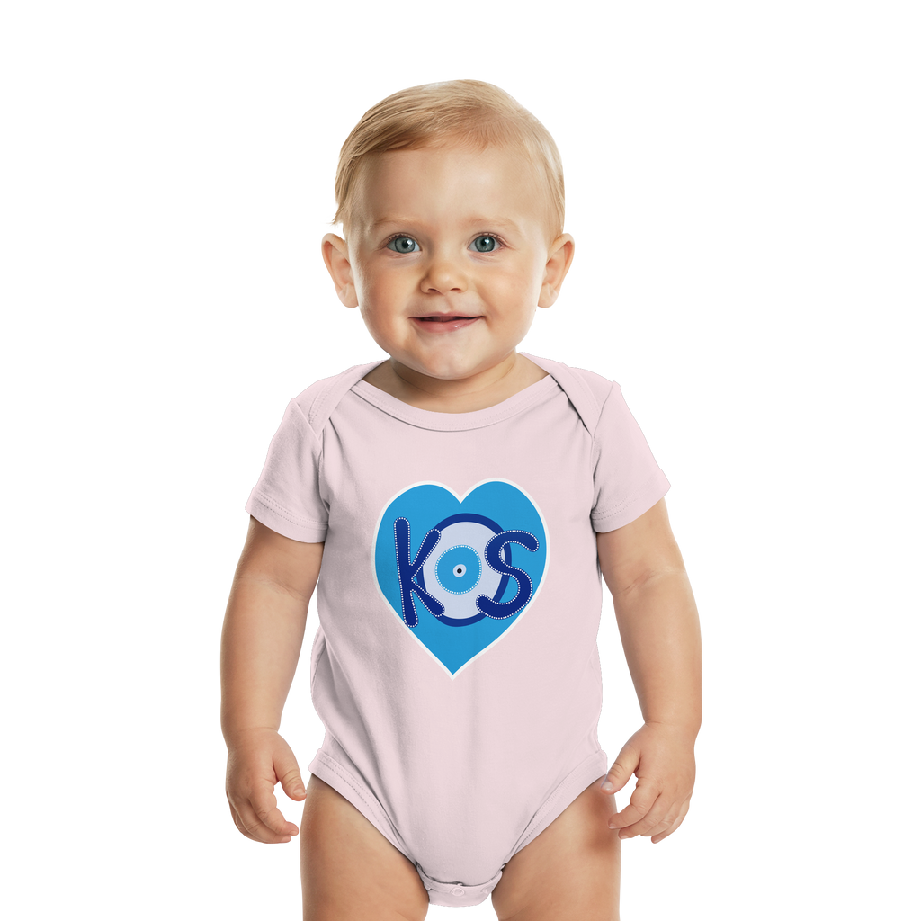 Kos - Blaues Herz - Organic Baby Bodysuit