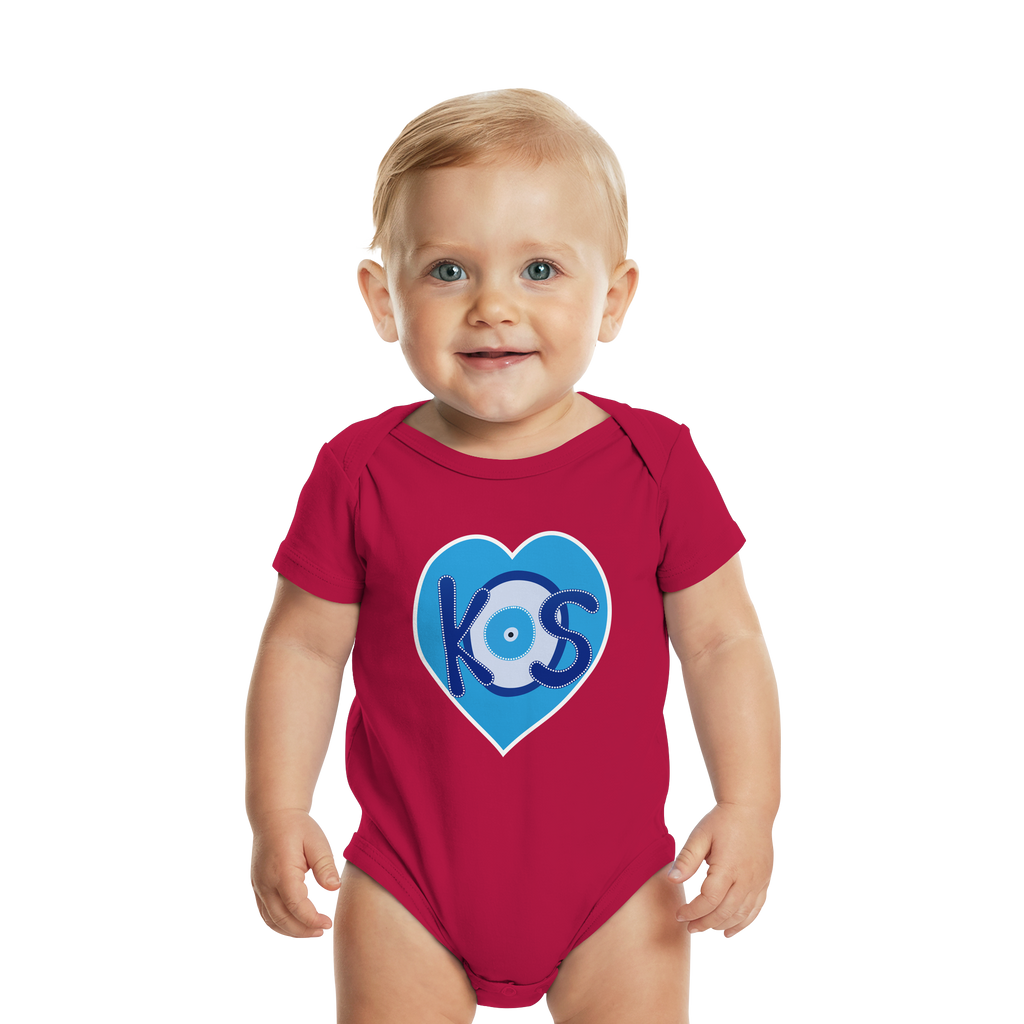 Kos - Blaues Herz - Organic Baby Bodysuit