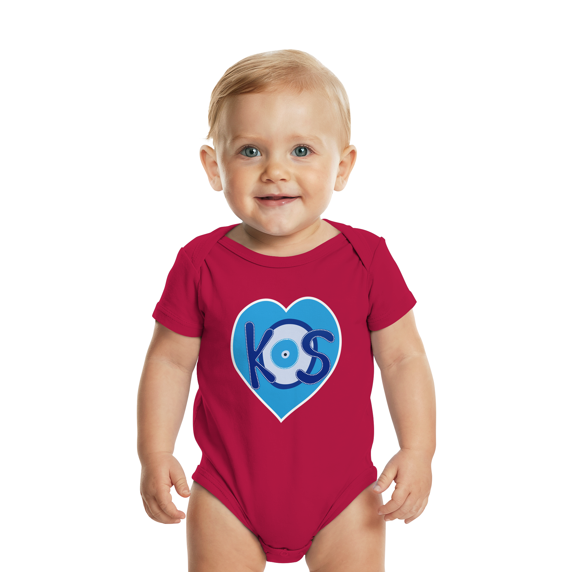 Kos - Blaues Herz - Organic Baby Bodysuit