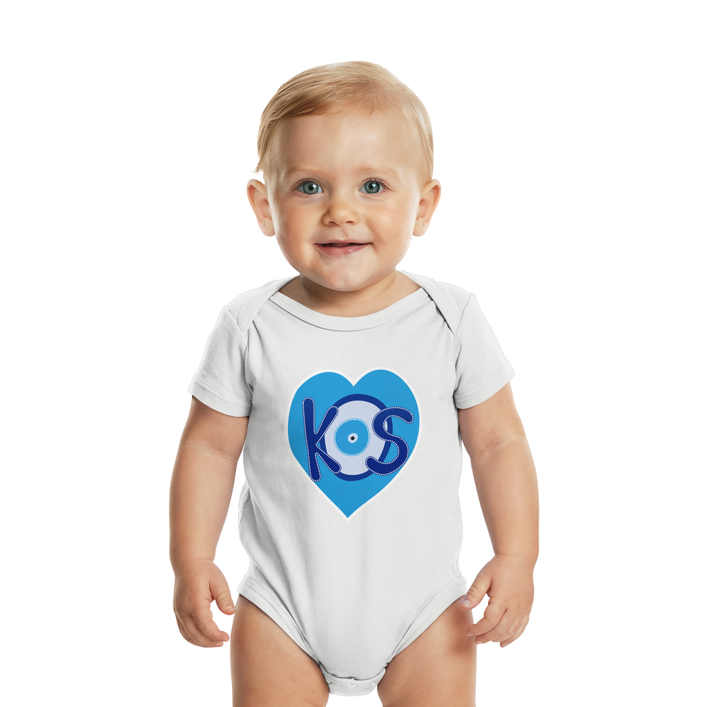 Kos - Blaues Herz - Organic Baby Bodysuit
