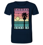 Rayures coucher de soleil et palmier Rhodes Grèce - Chemise biologique