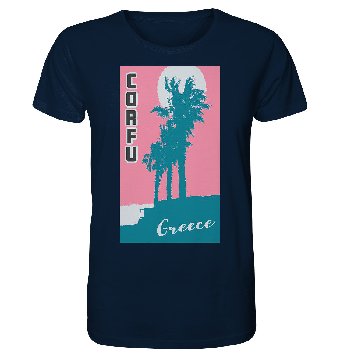 Palm trees & Pink Sky Corfu Greece - Organic Shirt