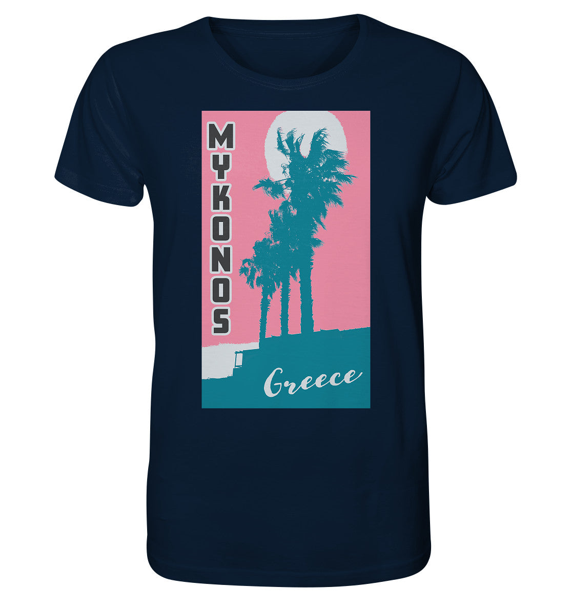 Palm trees & Pink Sky Mykonos Greece - Organic Shirt