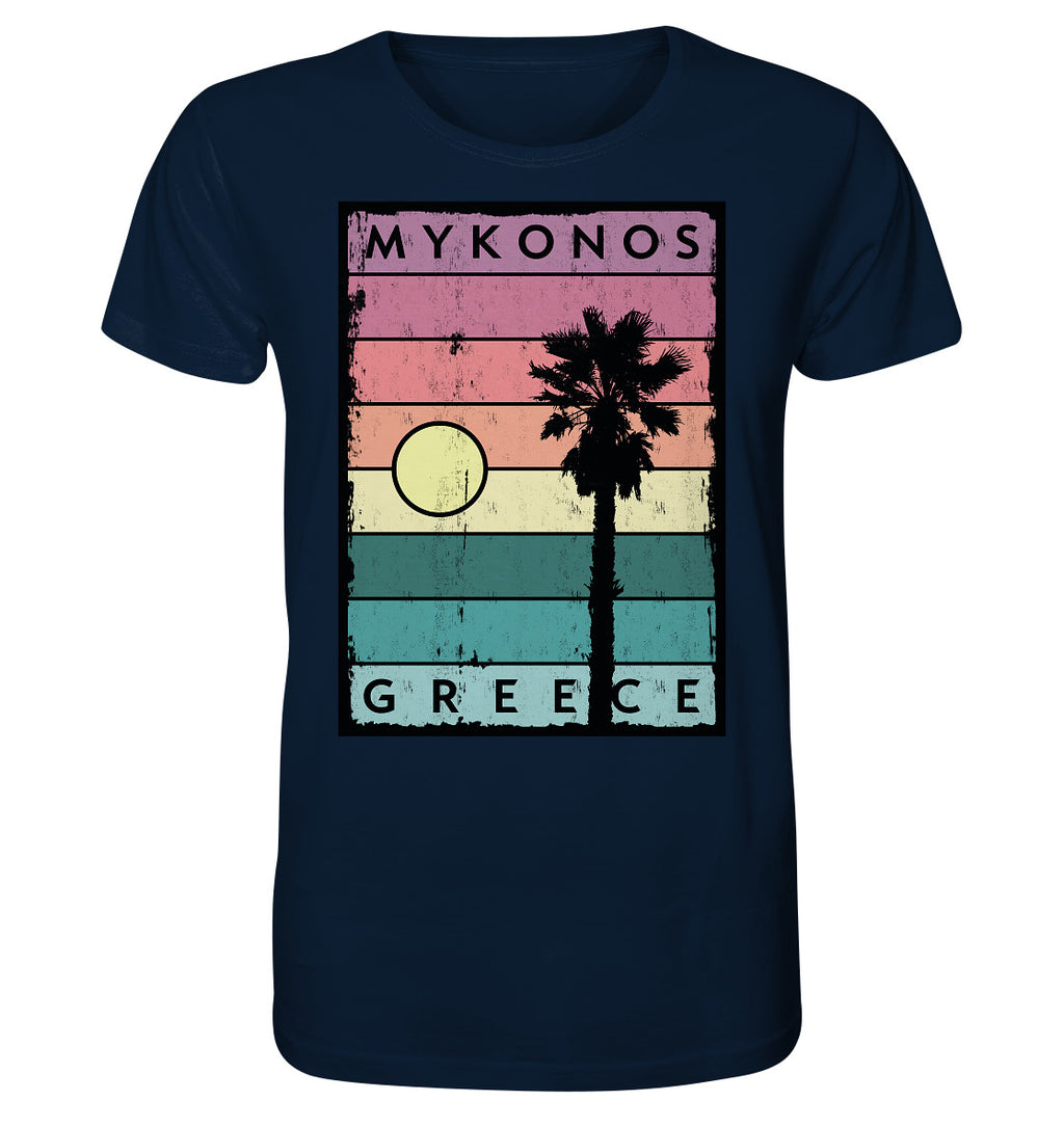 Sunset strips & Palm tree Mykonos Greece - Organic Shirt