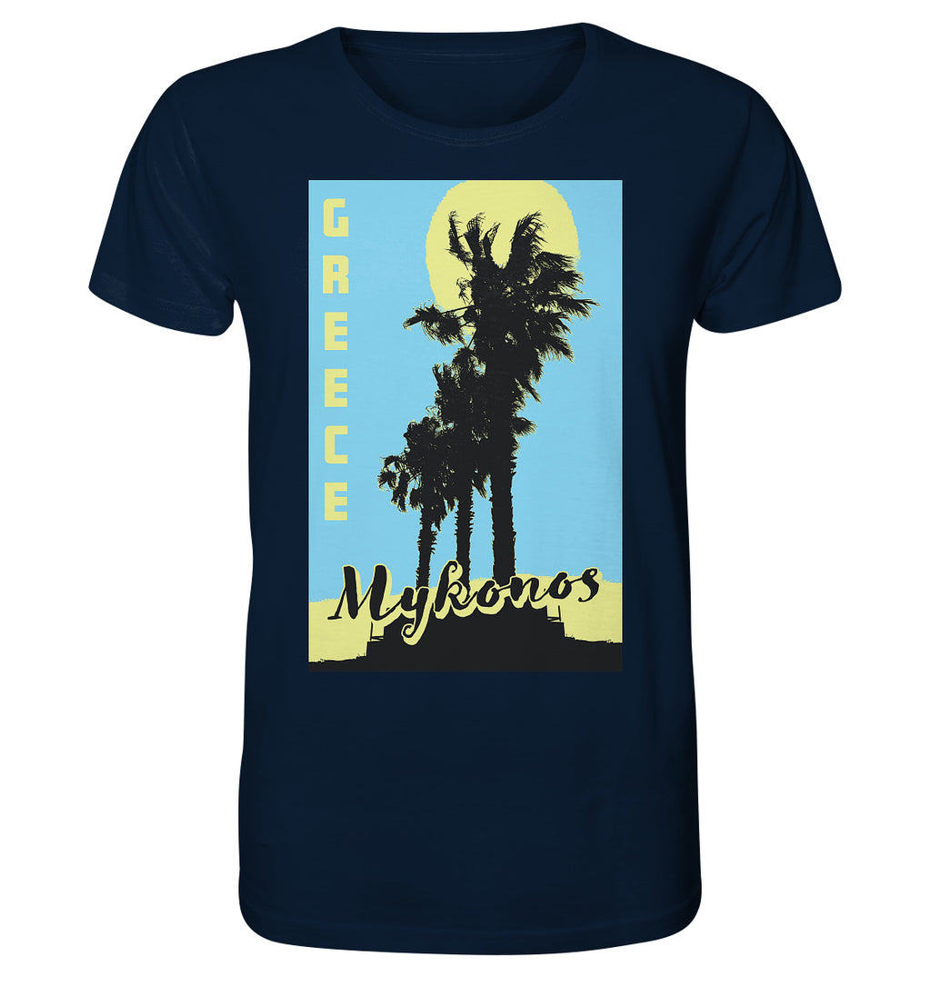 Black palm trees &amp; Yellow sun Mykonos Greece - Organic Shirt