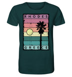 Rayures coucher de soleil et palmier Rhodes Grèce - Chemise biologique