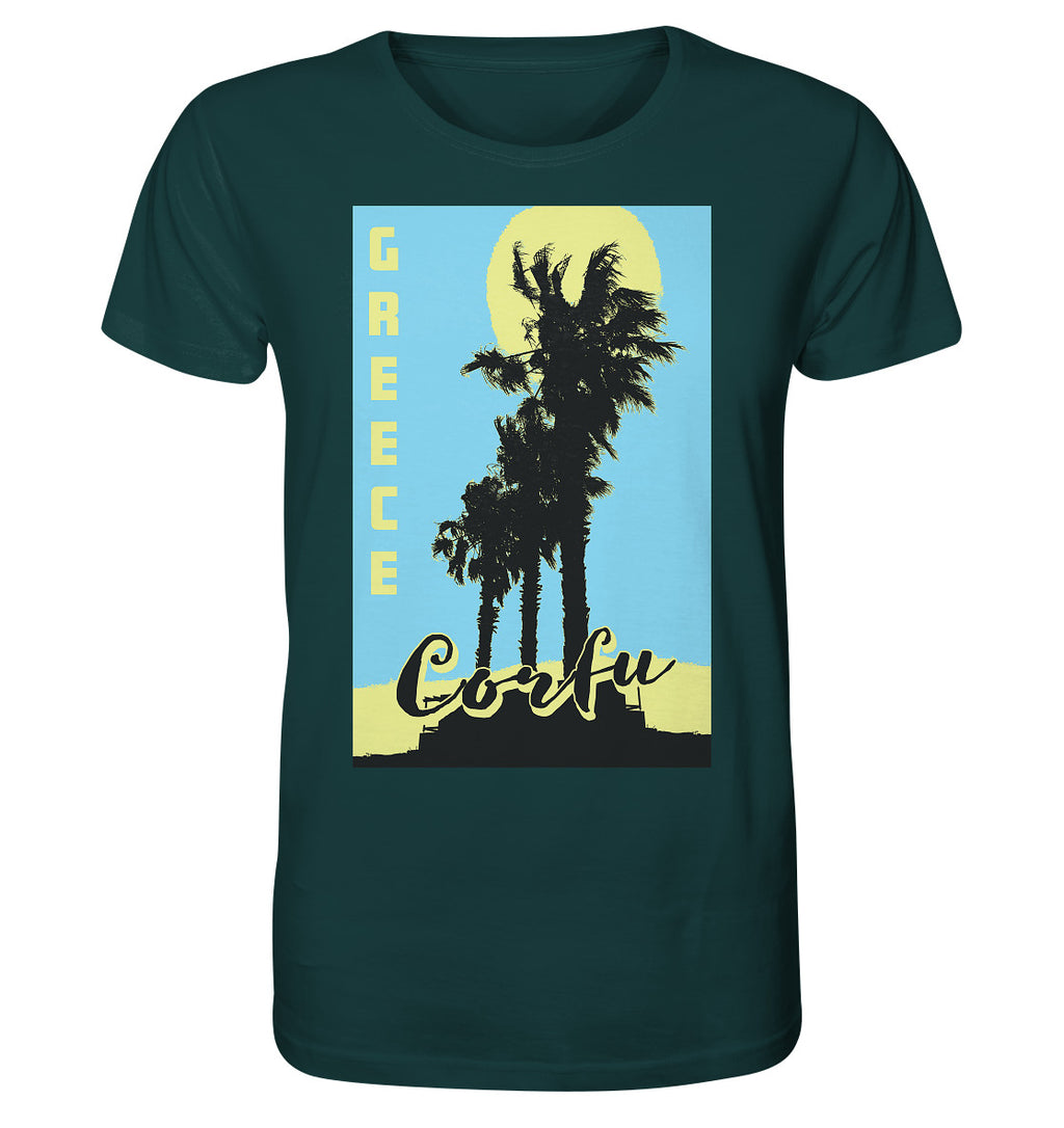Black palm trees & Yellow sun Corfu Greece - Organic Shirt