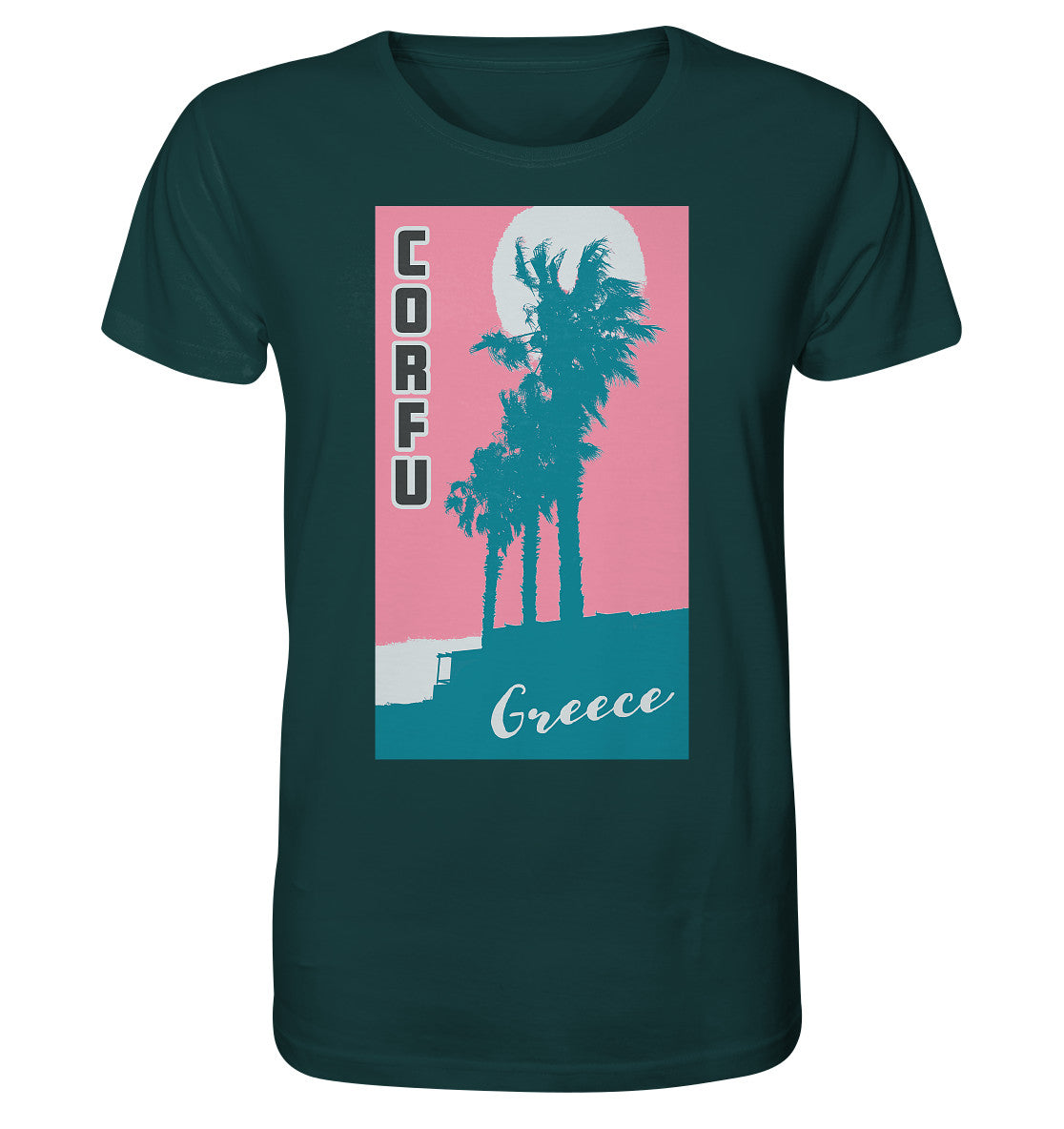Palm trees & Pink Sky Corfu Greece - Organic Shirt