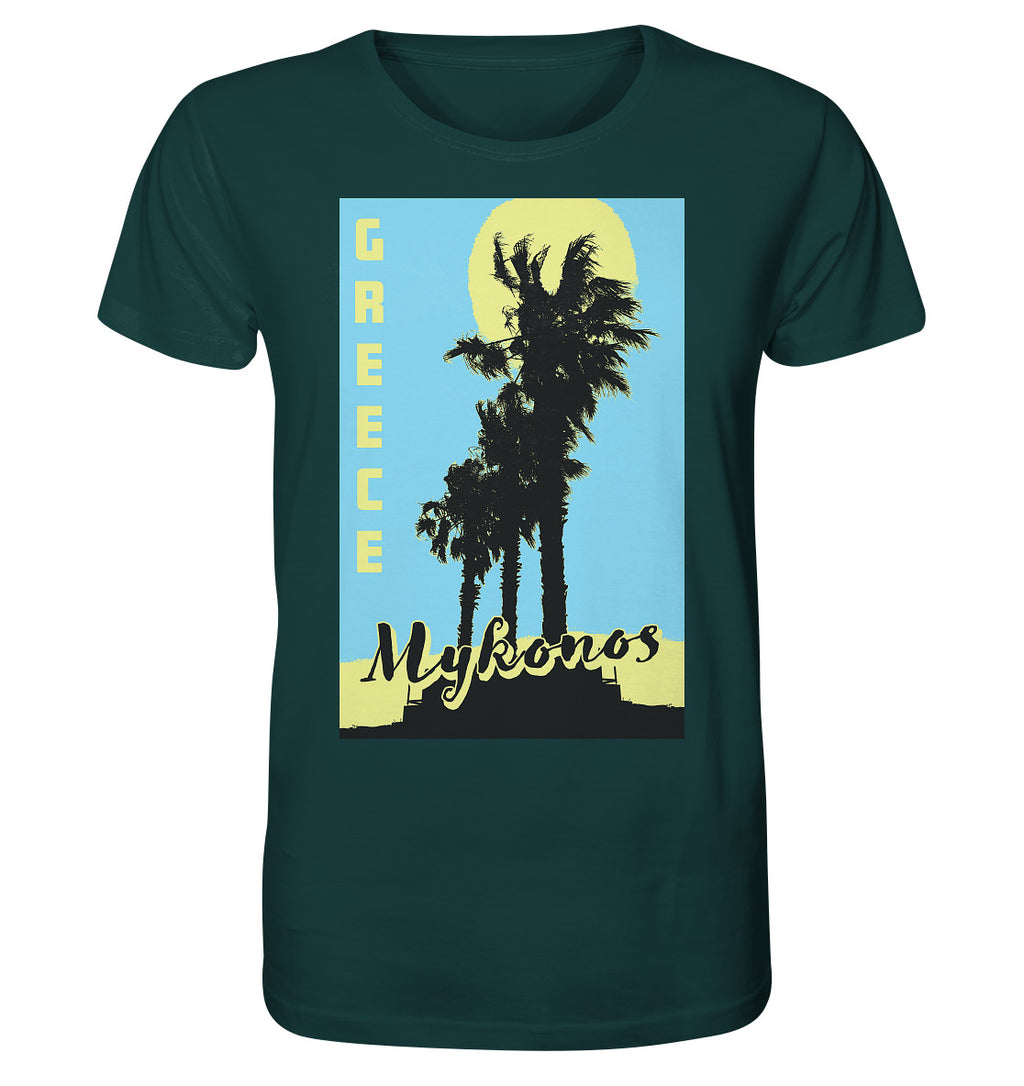 Black palm trees &amp; Yellow sun Mykonos Greece - Organic Shirt