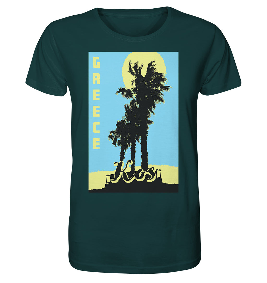 Black palm trees & Yellow sun Kos Greece - Organic Shirt