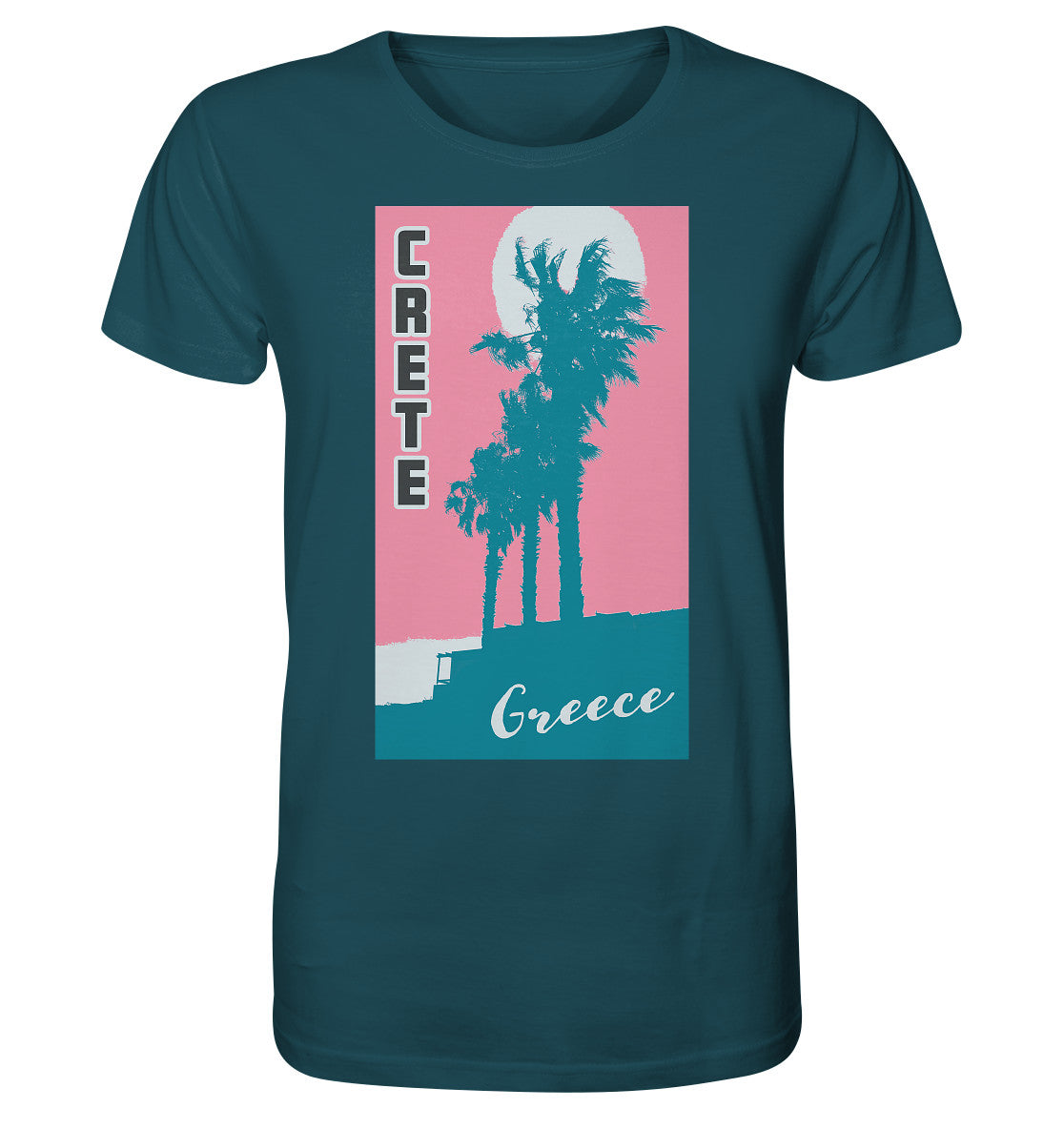 Palm trees & Pink Sky Crete Greece - Organic Shirt