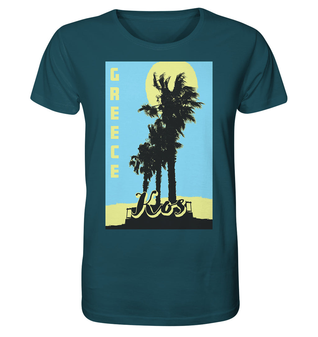 Black palm trees & Yellow sun Kos Greece - Organic Shirt