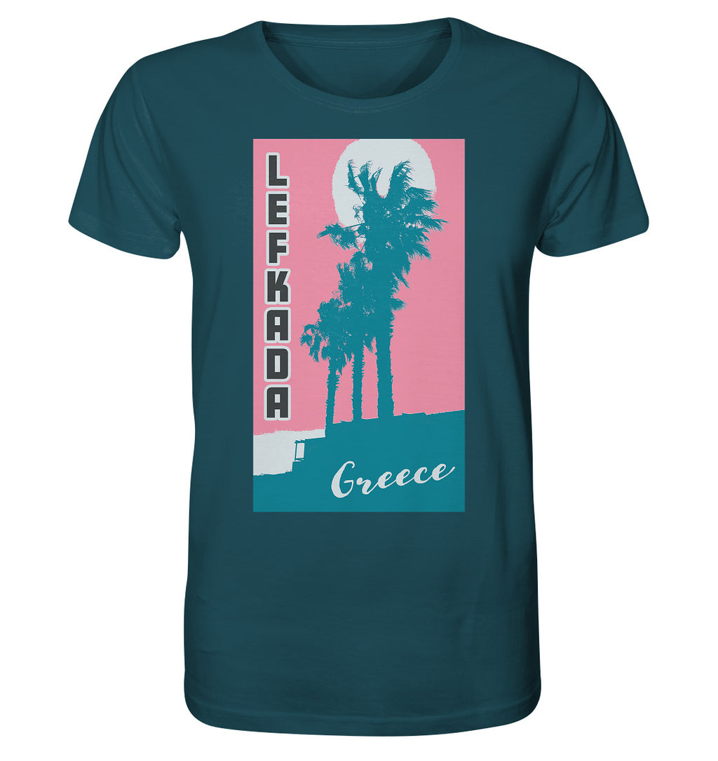 Palmiers et ciel rose Lefkada Grèce - Chemise bio