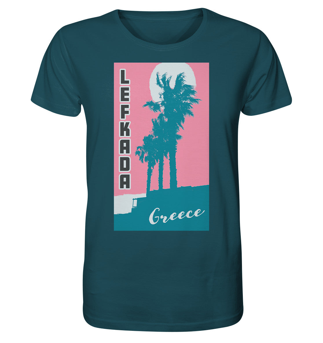 Palmiers et ciel rose Lefkada Grèce - Chemise bio