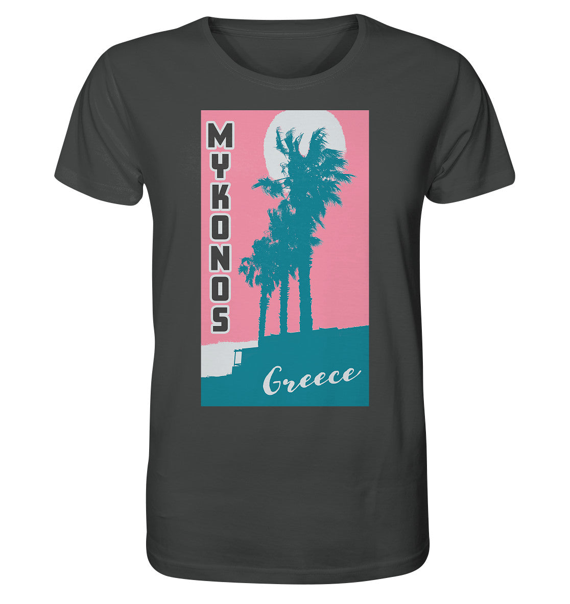 Palm trees & Pink Sky Mykonos Greece - Organic Shirt