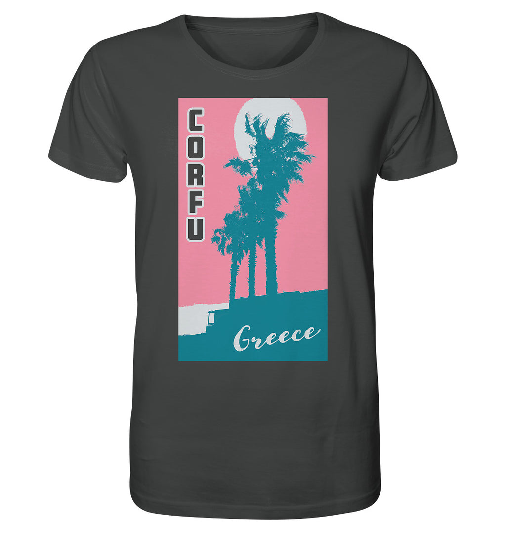 Palm trees & Pink Sky Corfu Greece - Organic Shirt