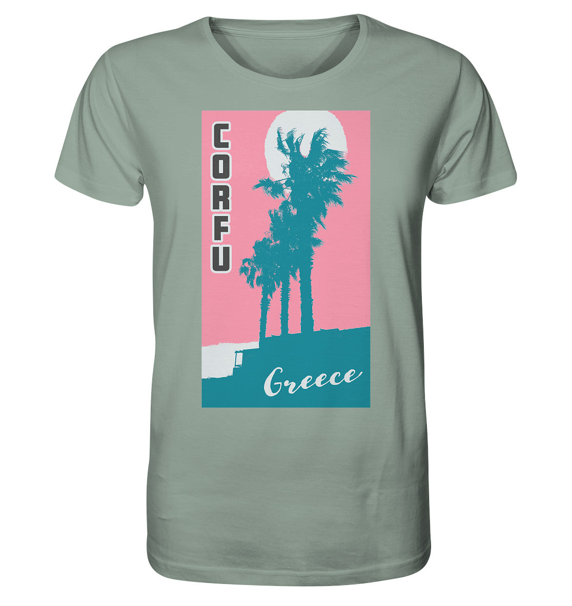 Palm trees & Pink Sky Corfu Greece - Organic Shirt