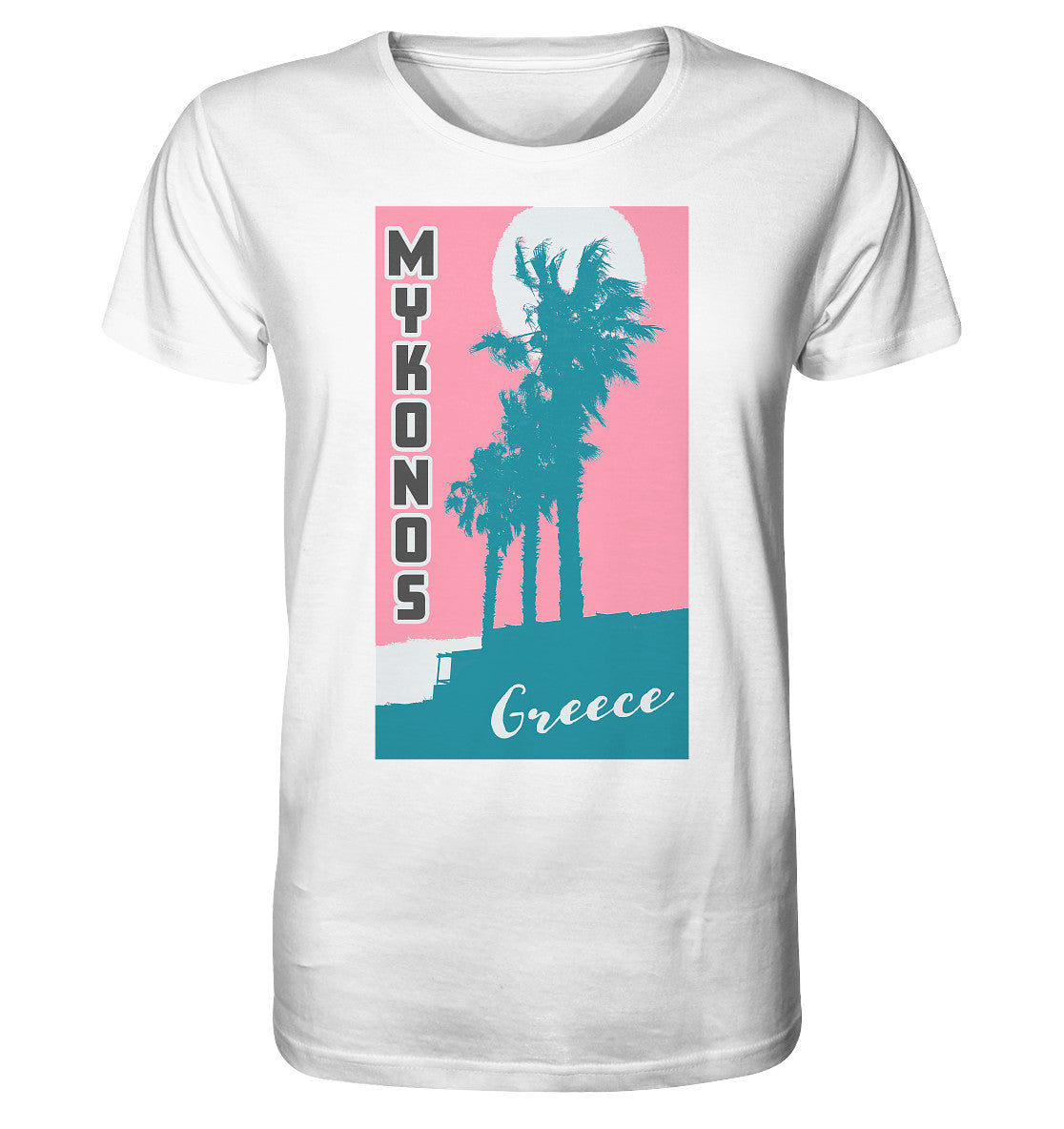 Palm trees & Pink Sky Mykonos Greece - Organic Shirt