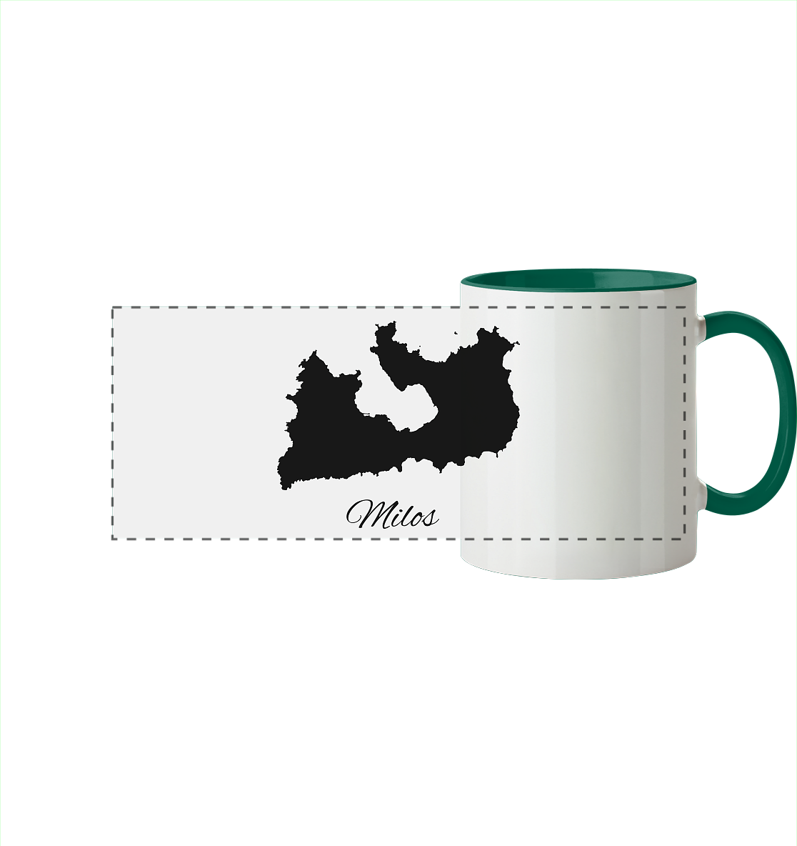 Milos Silhouette Griechenland - Panorama Tasse zweifarbig