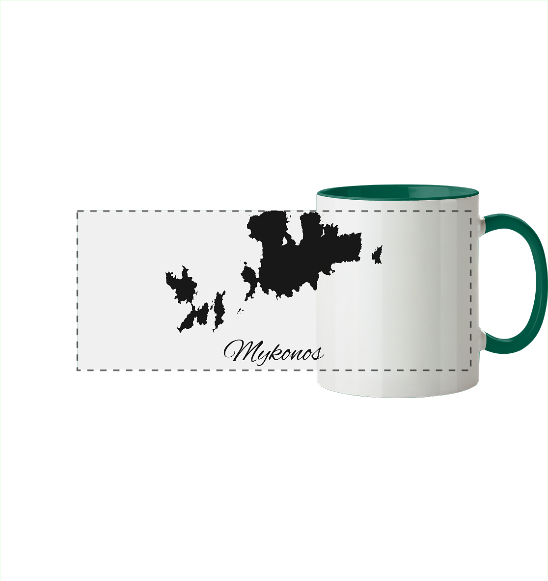 Mykonos Silhouette Griechenland - Panorama Tasse zweifarbig