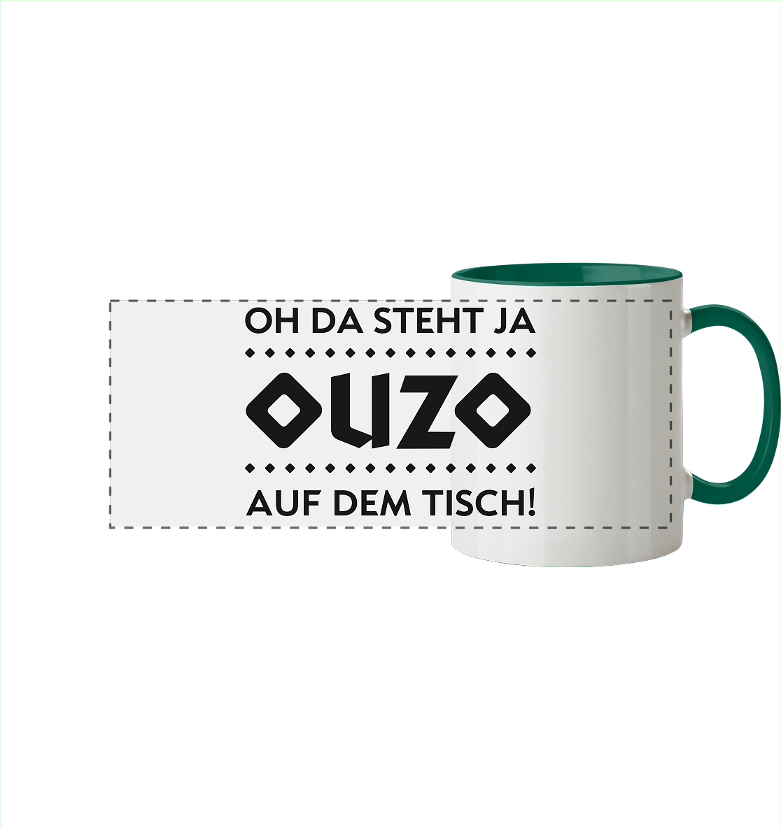 Oh da steht ja Ouzo auf dem Tisch - Panorama Tasse zweifarbig