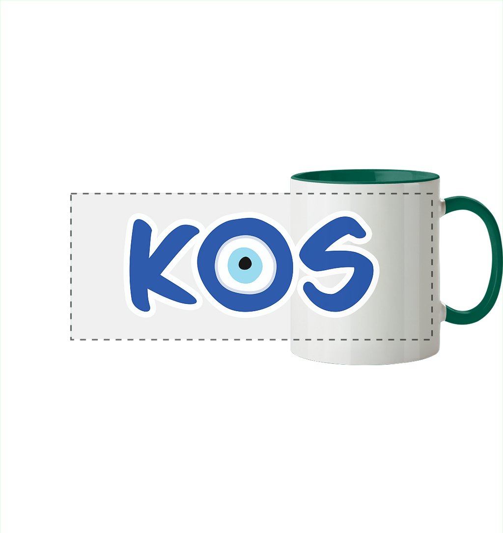 Kos - Mati/Nazar Auge - Panorama Tasse zweifarbig