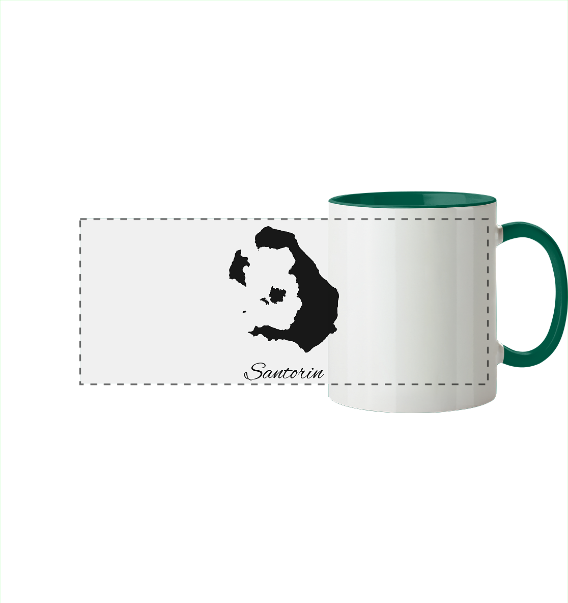 Santorin Silhouette Griechenland - Panorama Tasse zweifarbig