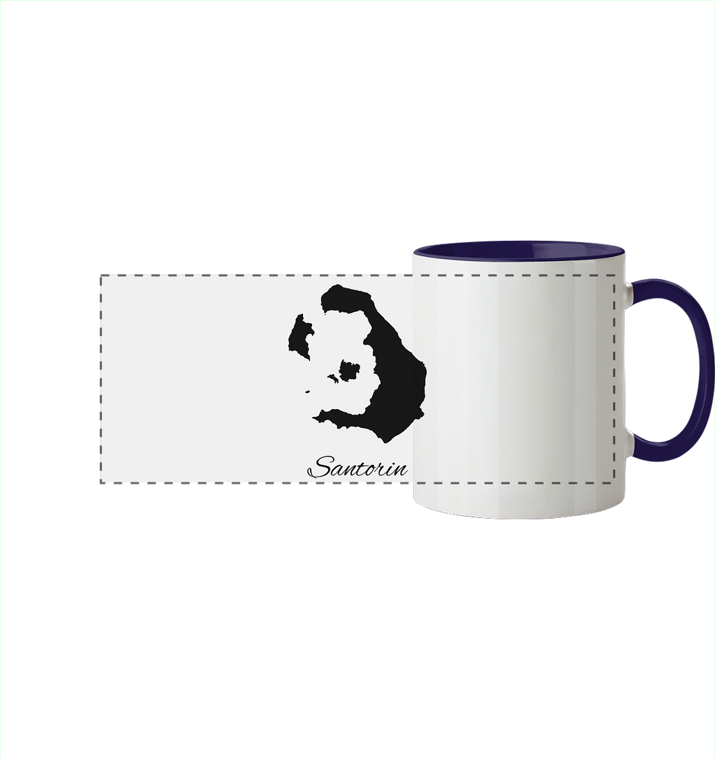 Santorin Silhouette Griechenland - Panorama Tasse zweifarbig