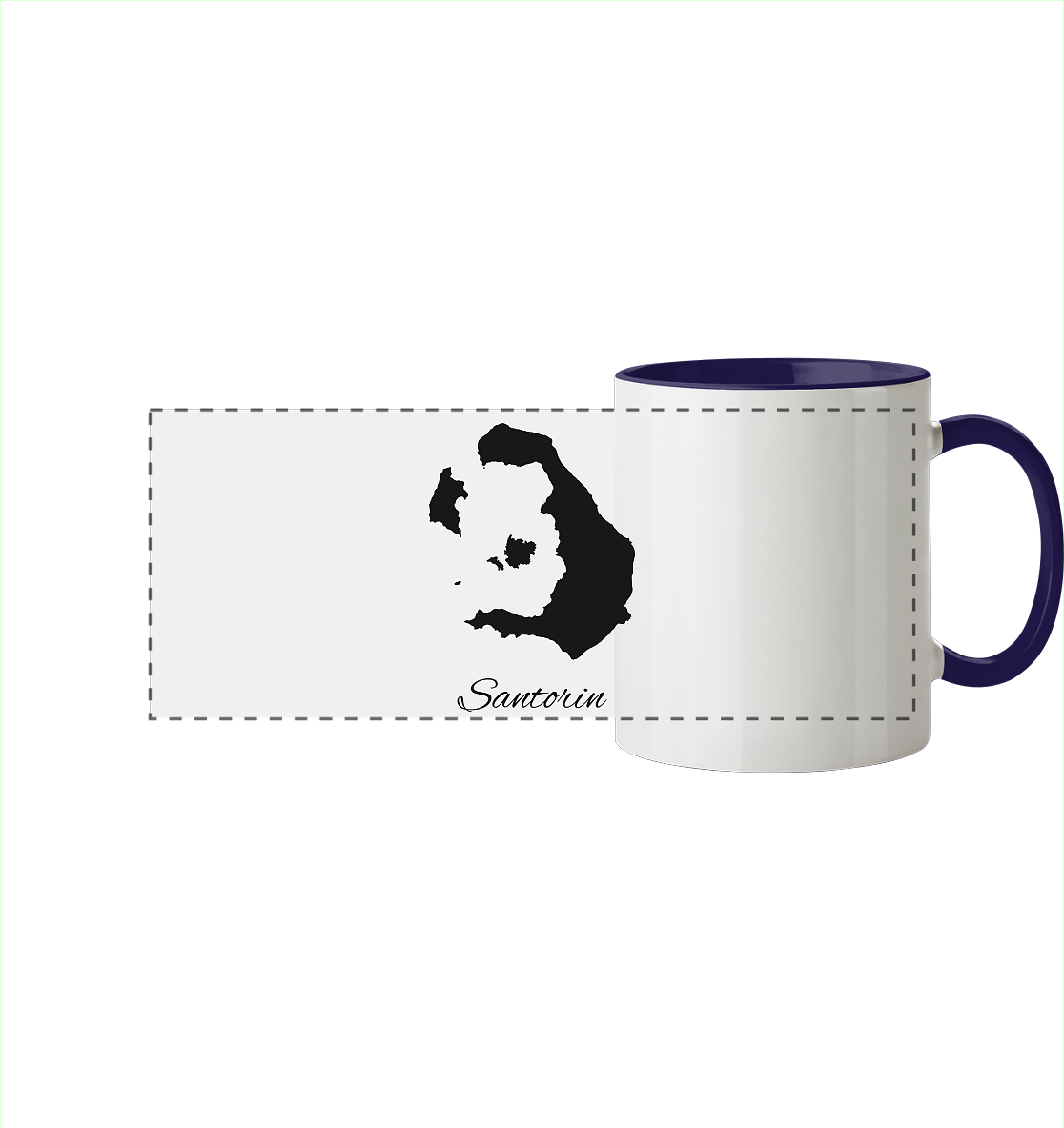 Santorin Silhouette Griechenland - Panorama Tasse zweifarbig