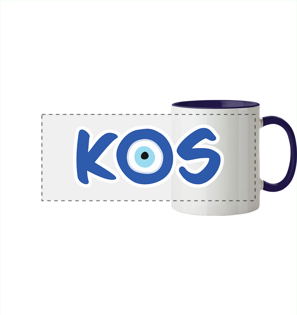 Kos - Mati/Nazar Auge - Panorama Tasse zweifarbig