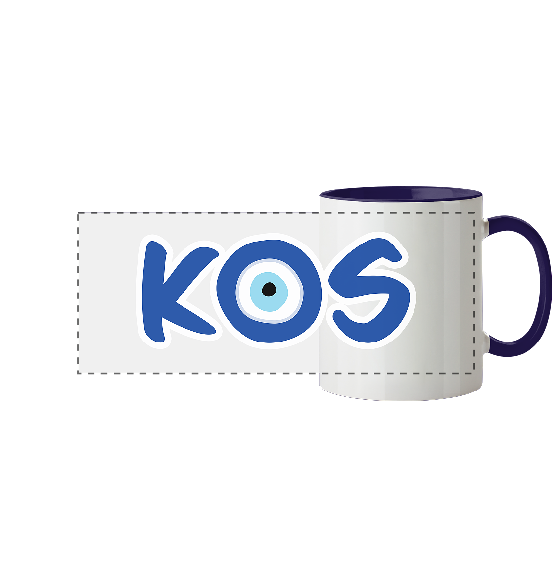 Kos - Mati/Nazar Auge - Panorama Tasse zweifarbig