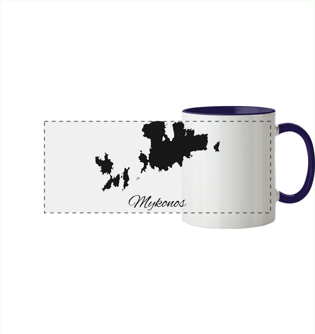 Mykonos Silhouette Griechenland - Panorama Tasse zweifarbig