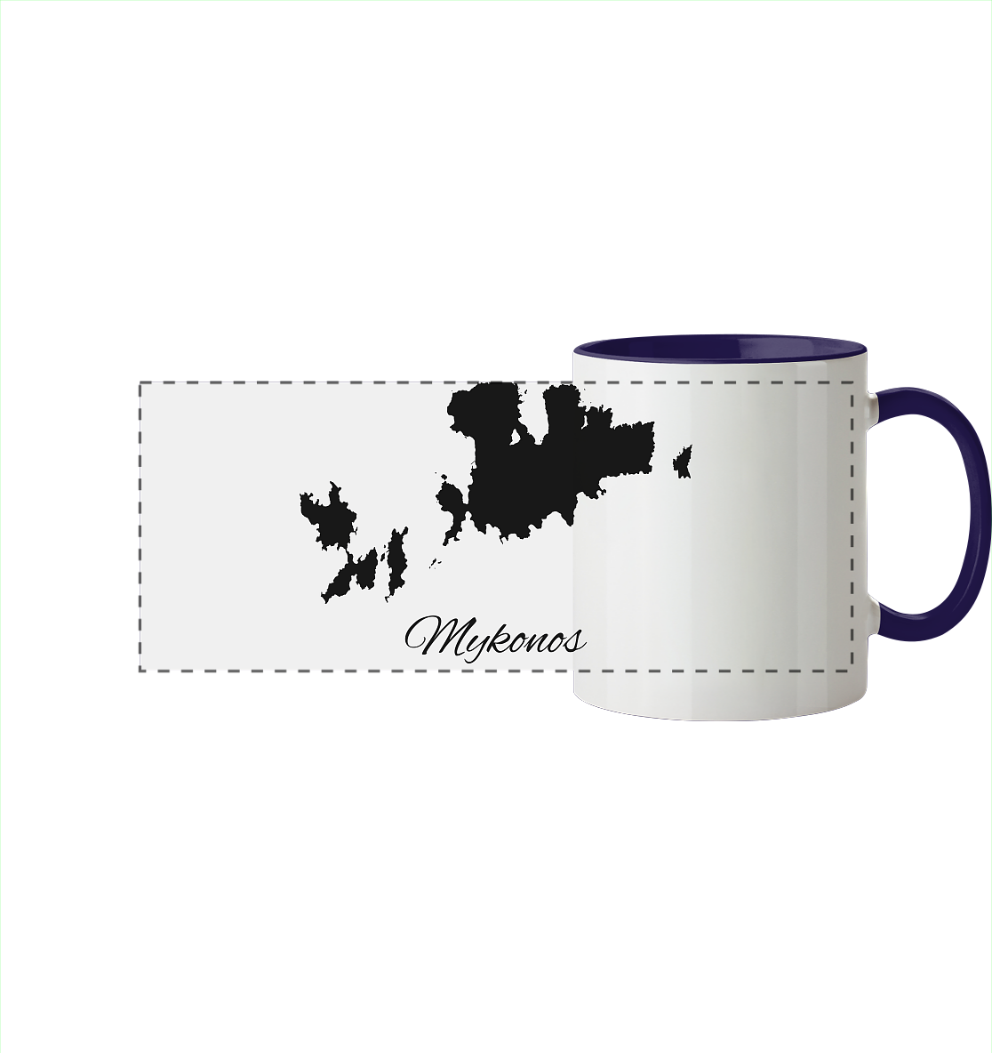 Mykonos Silhouette Griechenland - Panorama Tasse zweifarbig