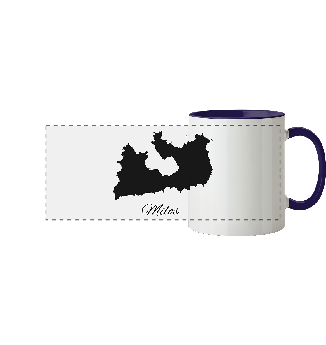 Milos Silhouette Griechenland - Panorama Tasse zweifarbig