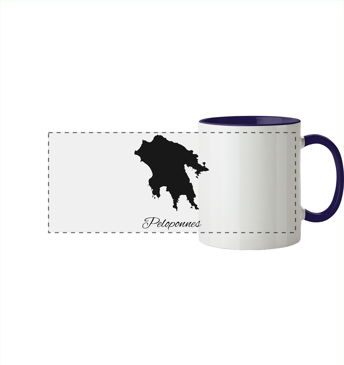 Peloponnes Silhouette Griechenland - Panorama Tasse zweifarbig