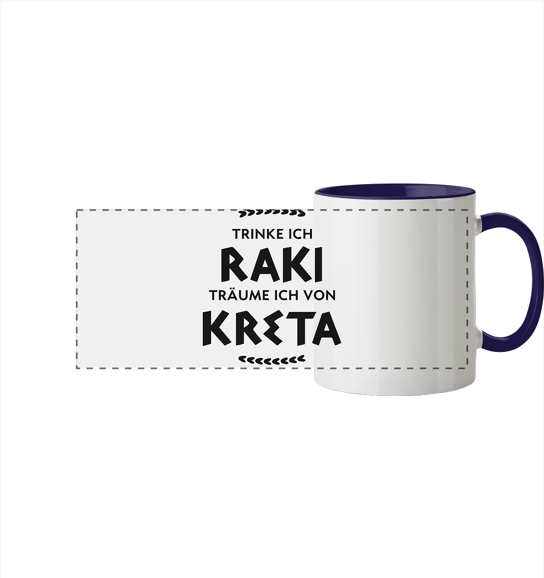 Trinke ich Raki träume ich von Kreta - Panorama Tasse zweifarbig