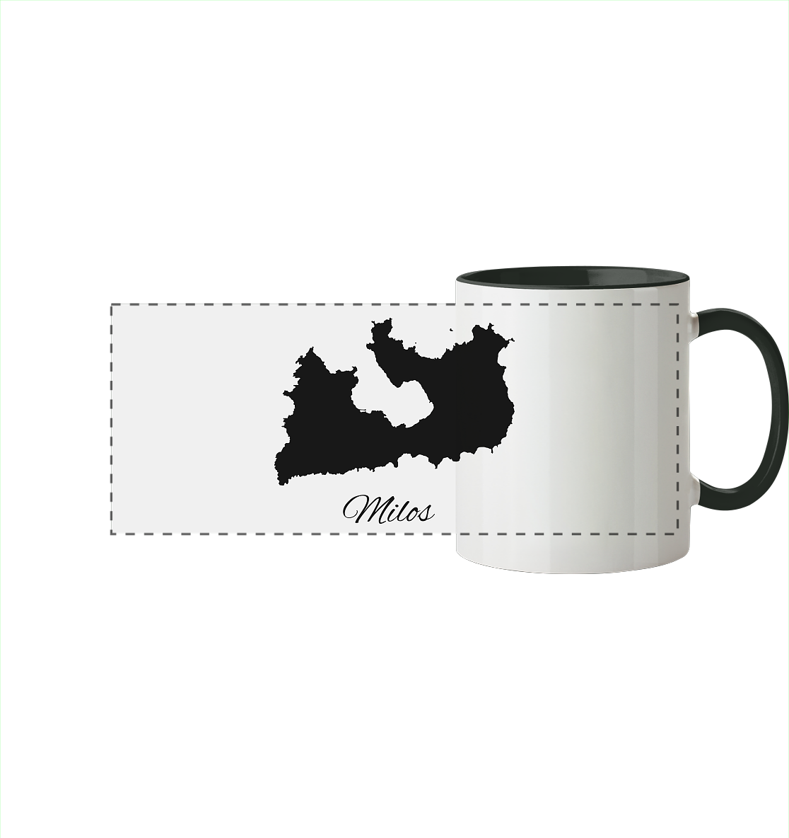 Milos Silhouette Griechenland - Panorama Tasse zweifarbig