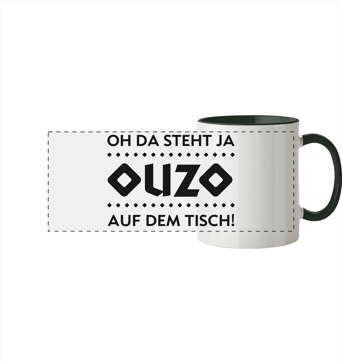 Oh da steht ja Ouzo auf dem Tisch - Panorama Tasse zweifarbig