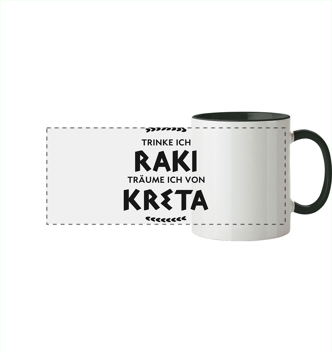 Trinke ich Raki träume ich von Kreta - Panorama Tasse zweifarbig