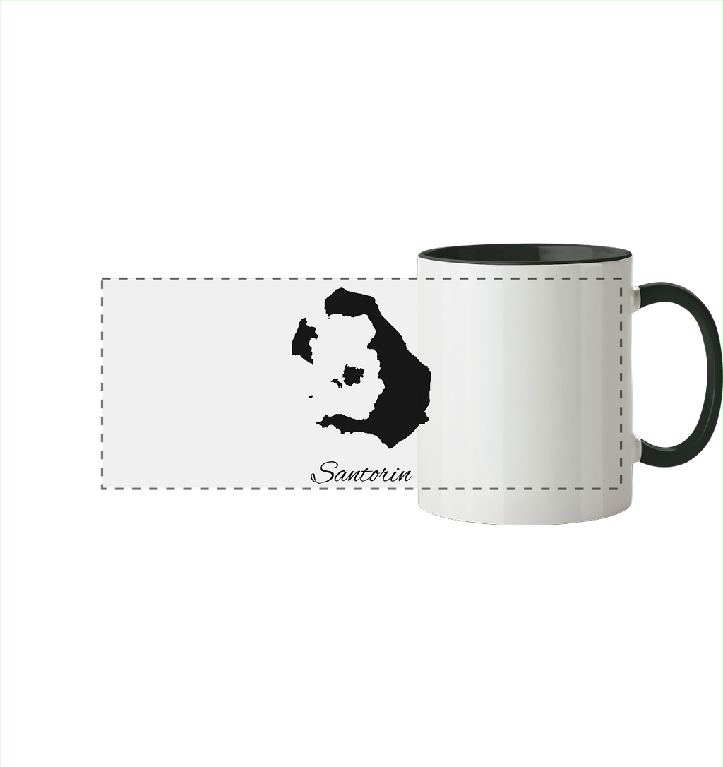 Santorin Silhouette Griechenland - Panorama Tasse zweifarbig
