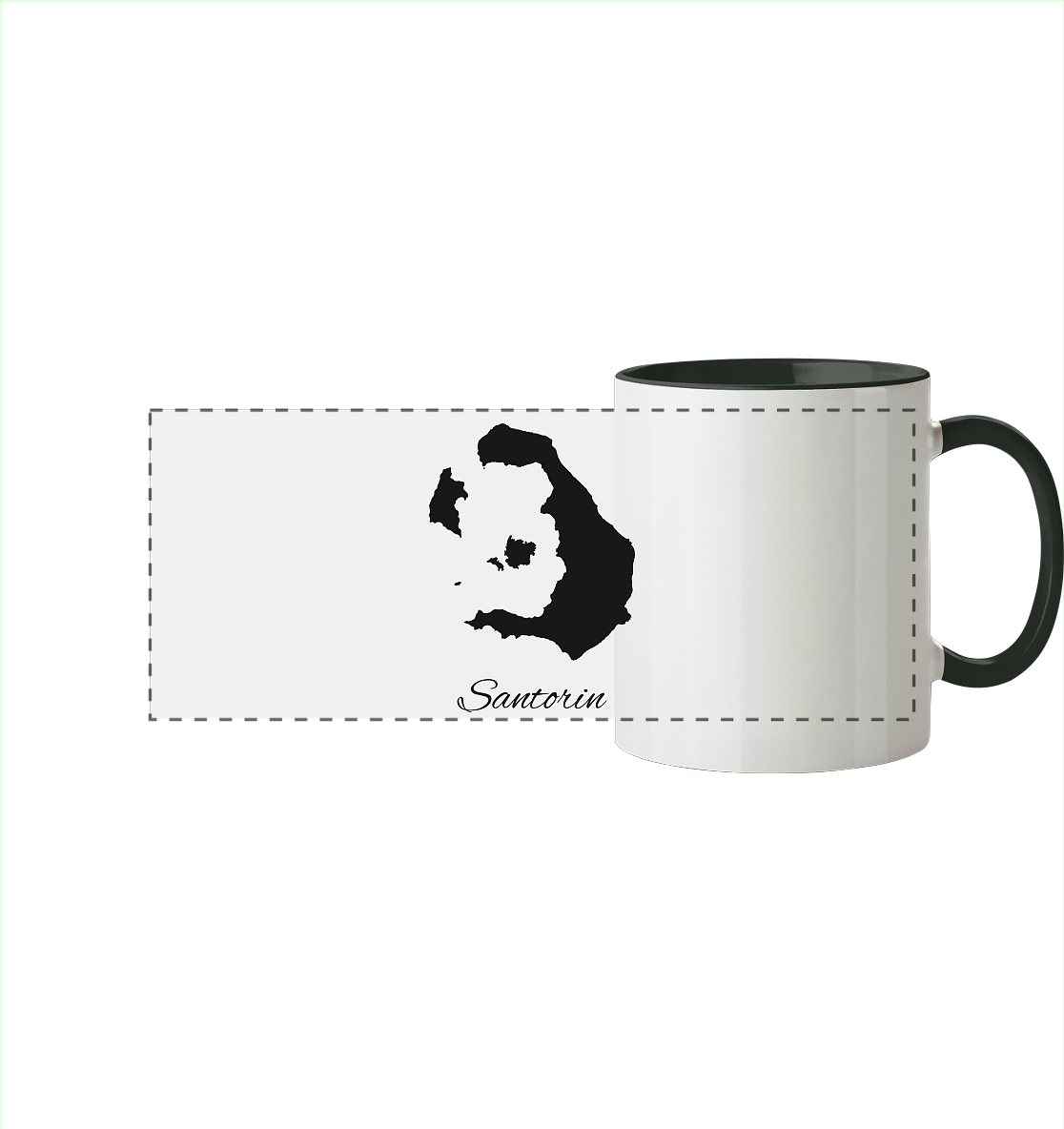 Santorin Silhouette Griechenland - Panorama Tasse zweifarbig