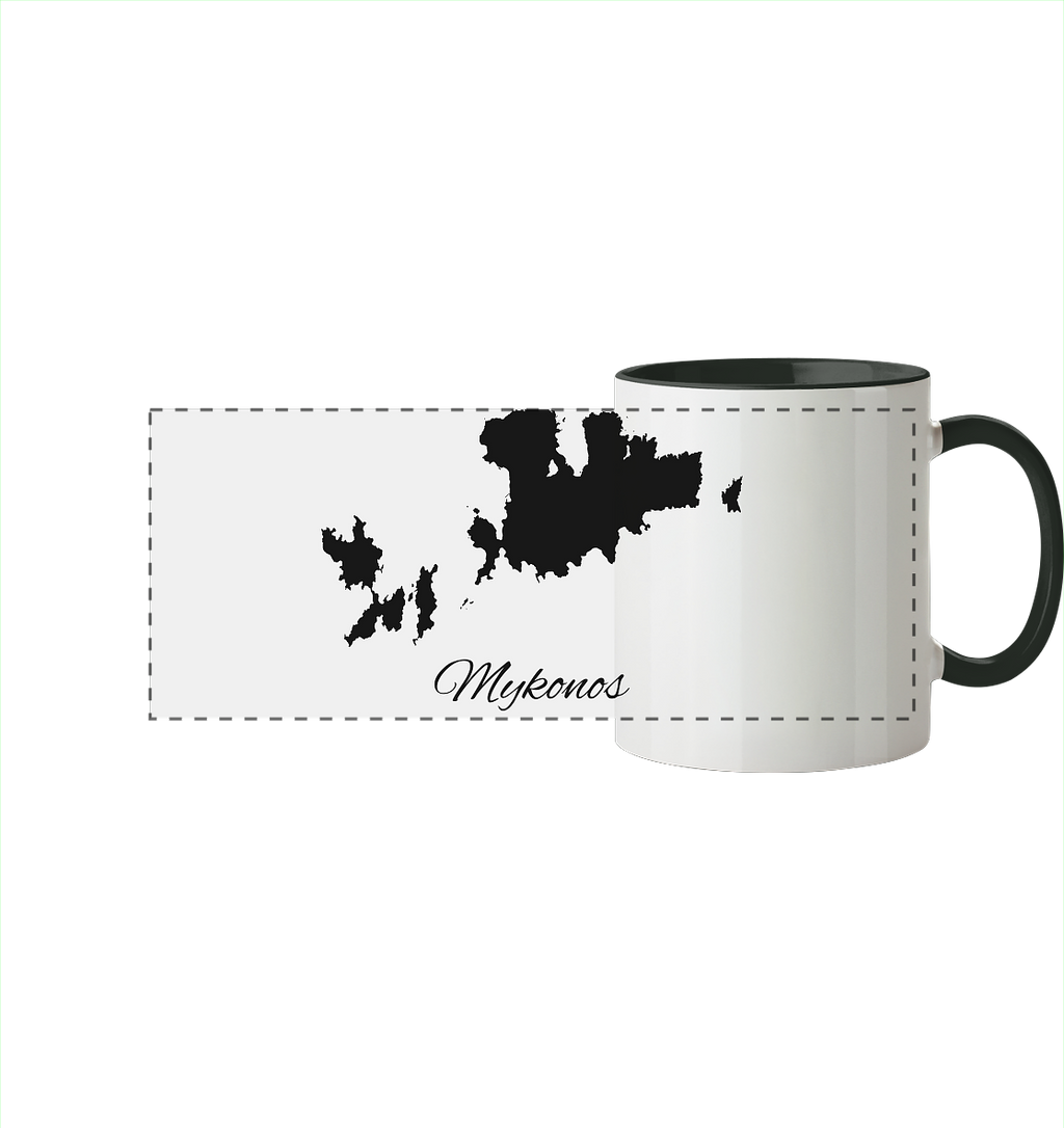 Mykonos Silhouette Griechenland - Panorama Tasse zweifarbig