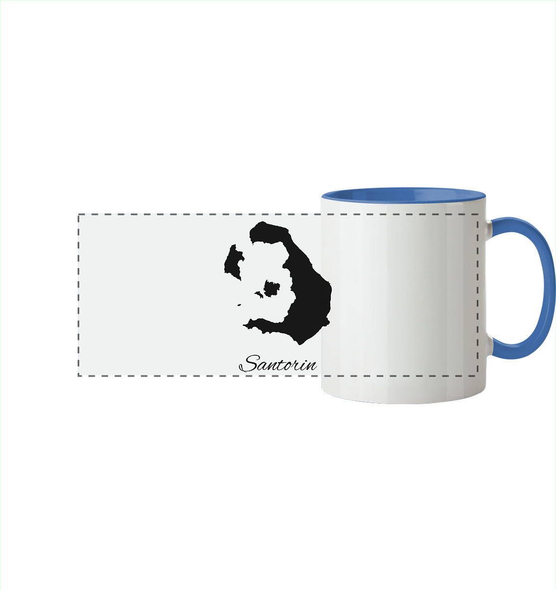 Santorin Silhouette Griechenland - Panorama Tasse zweifarbig
